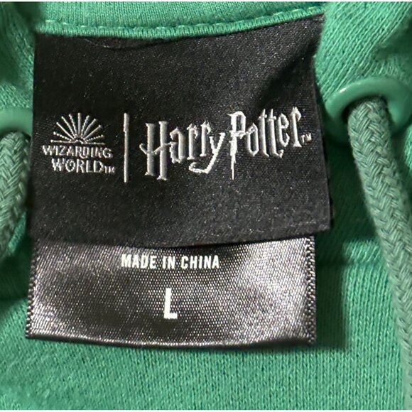 Harry Potter Slytherin Green & Black Hoodie Sweatshirt L Organic Cotton Recycled - Picture 5 of 7